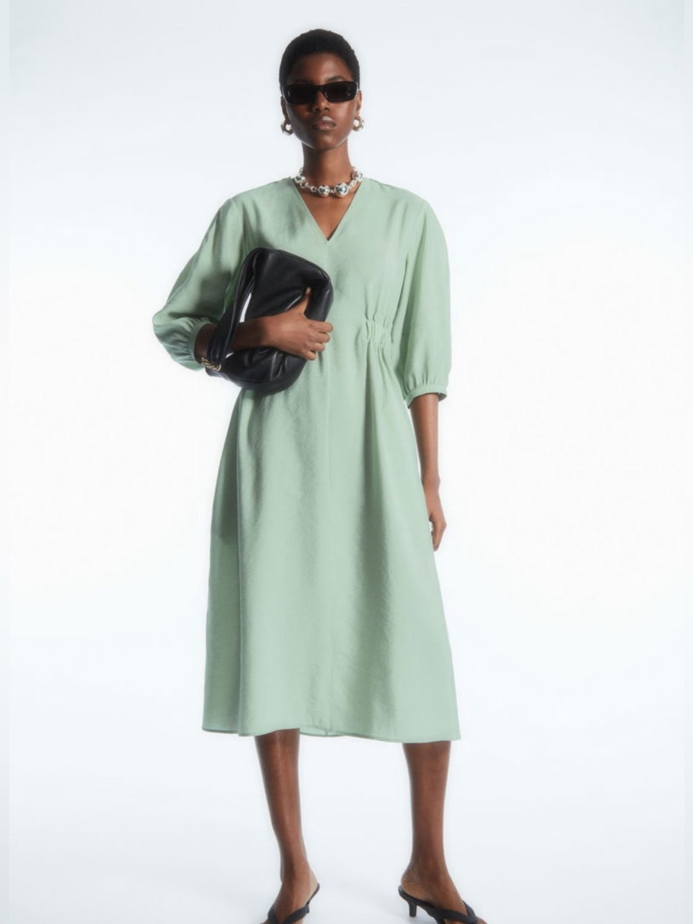 COS voluminous v-neck dress